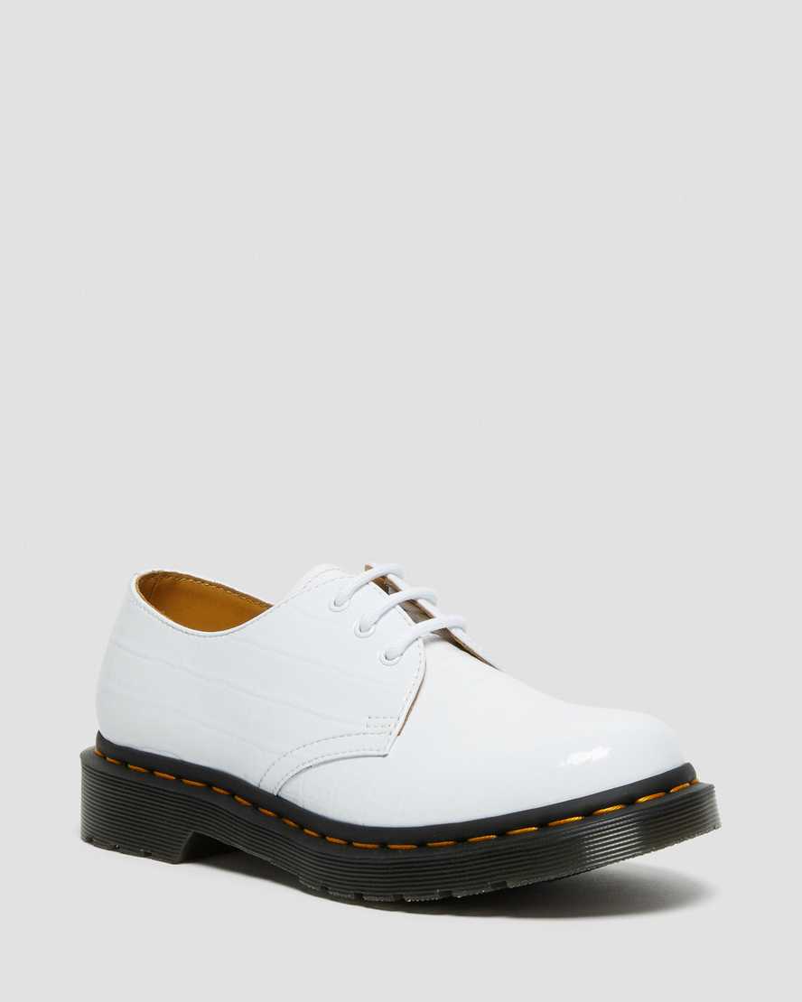 Dr. Martens 1461 Patent Croc Emboss Deri Kadın Oxford Ayakkabı - Ayakkabı Beyaz |YNIFX4076|